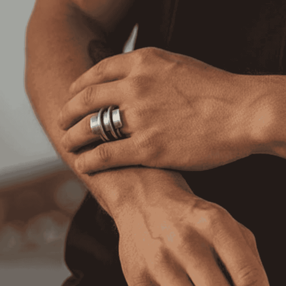 Vintage Geometric Stainless Steel Viking Ring